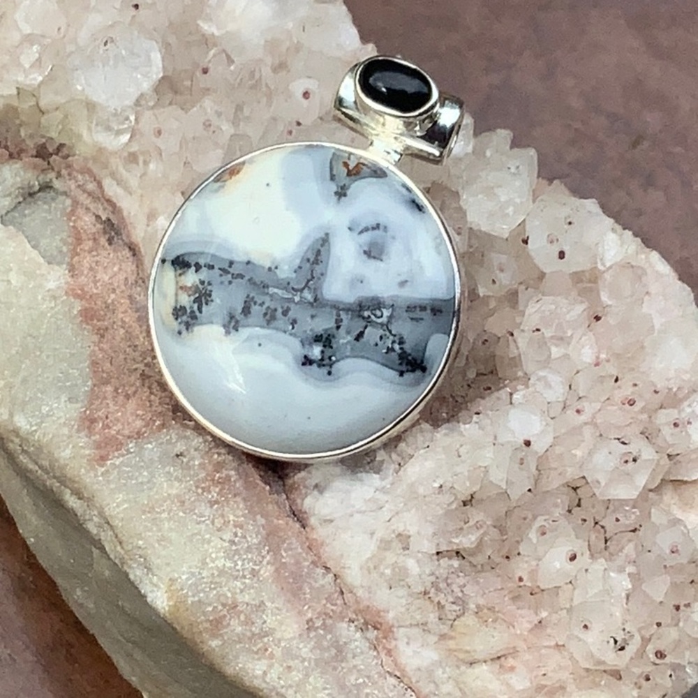 MALIGANO JASPER & BLACK ONYX 925 STERLING SILVER PENDANT